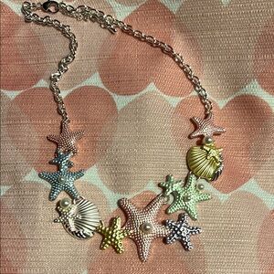 Metal zinc plated seashell necklace